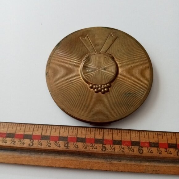 Vintage Gold Round Hat "Dorothy Gray" Compact Mirror Makeup Original Antique - Picture 4 of 10